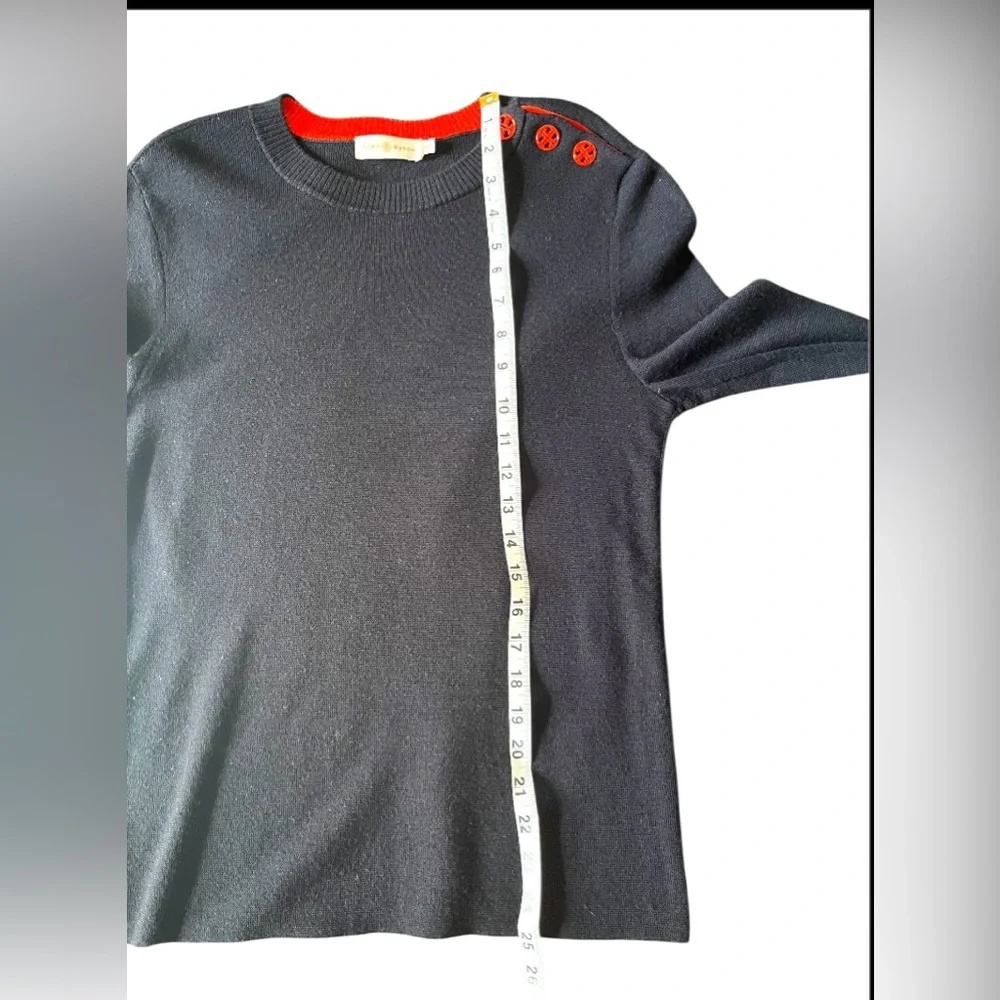 Tory Burch Kimberly Merino Wool Sweater Navy Size M - Picture 5 of 6